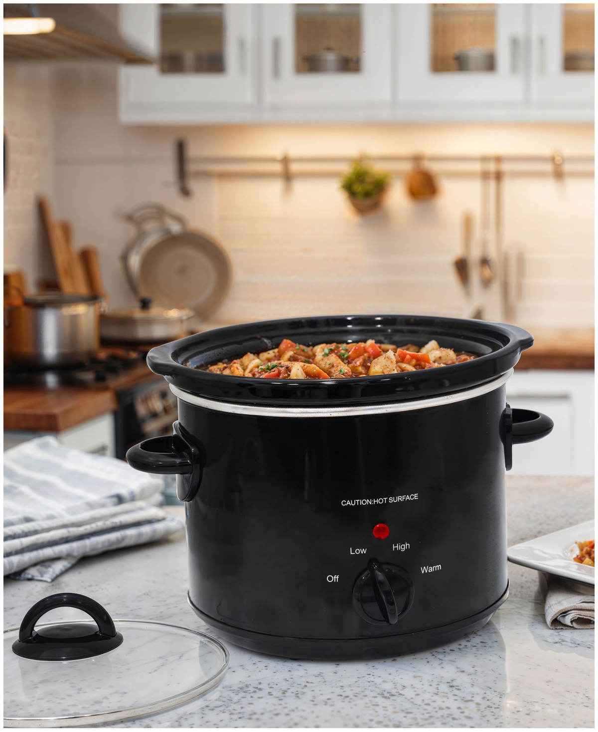 Elite Cuisine 3 Quart Slow Cooker Black In Black