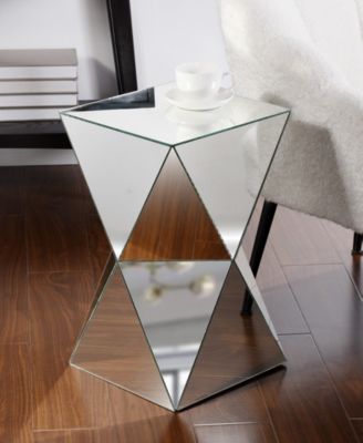 12.4" Glass Contemporary Harlequin Mirrored Pedestal Table