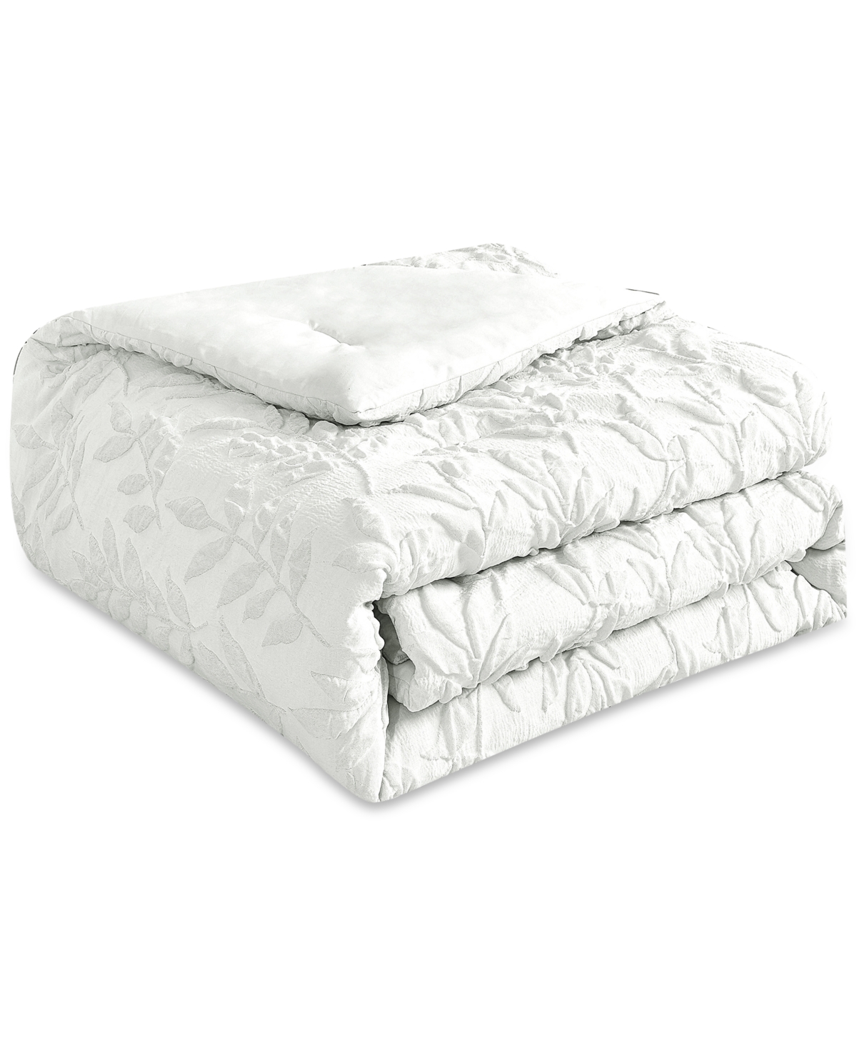 Rachel Roy Jacquard Puckered Botanical 4-pc. Comforter Set, Full/queen In White