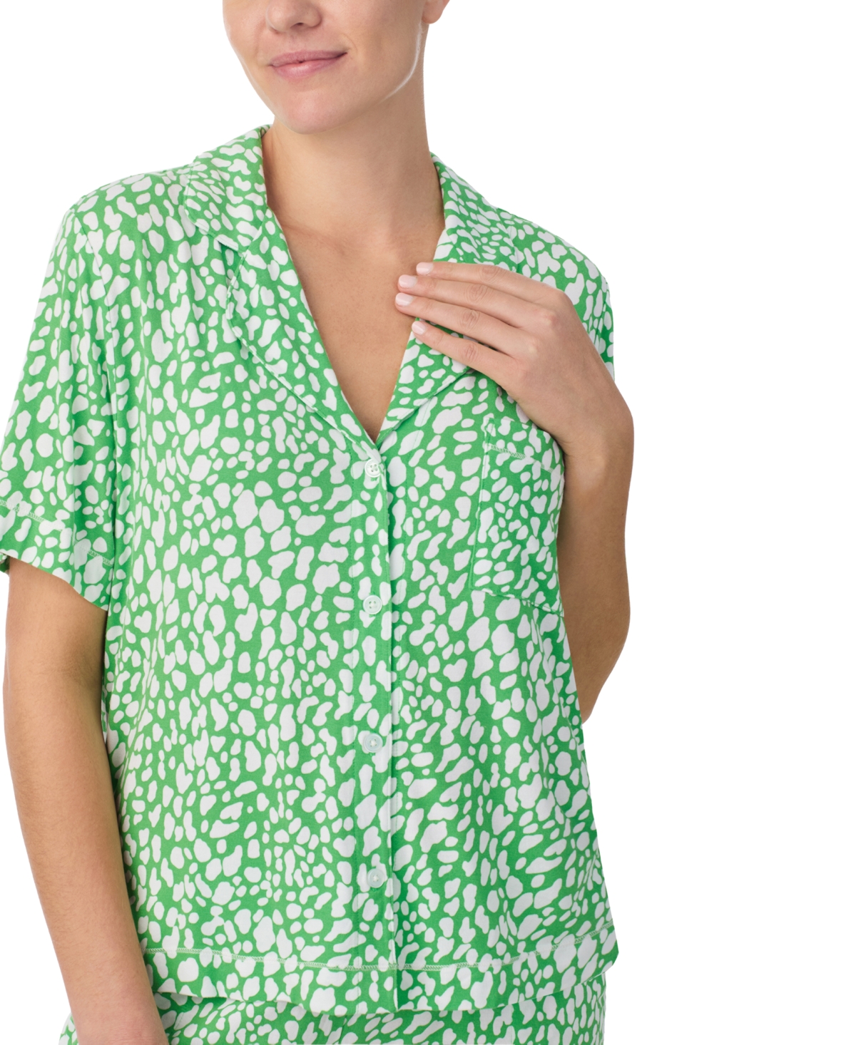 Sanctuary Women's Short-sleeve Shirt & Pants Pj Set In Animal Green Dot