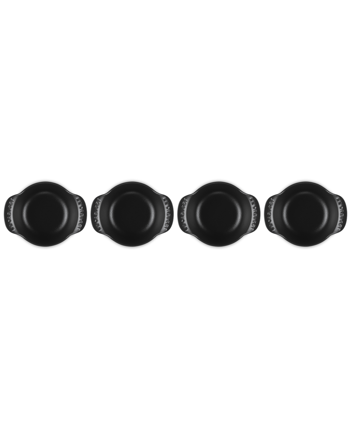 Le Creuset Enameled Cast Iron Covered Mini Round Cocottes, Set Of 4 In Matte Black