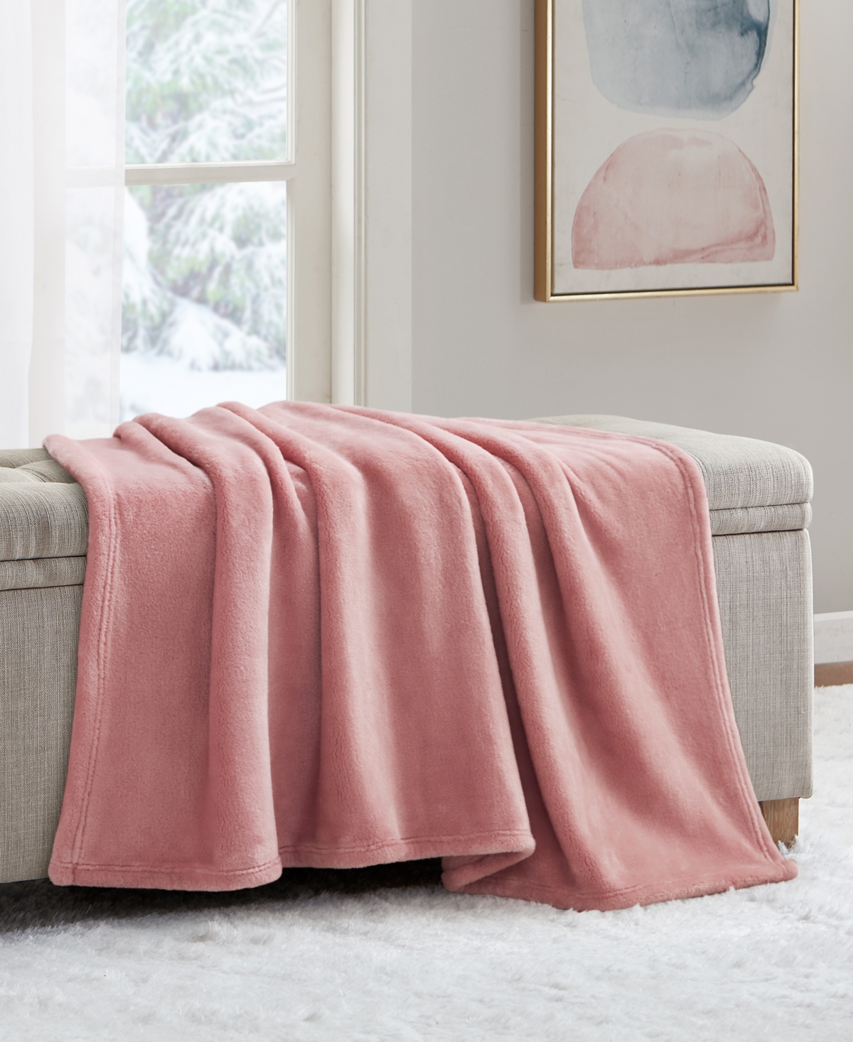 Premier Comfort Cozy Plush Printed Throw, 50" X 70", Exclusively At Macy's In Blush