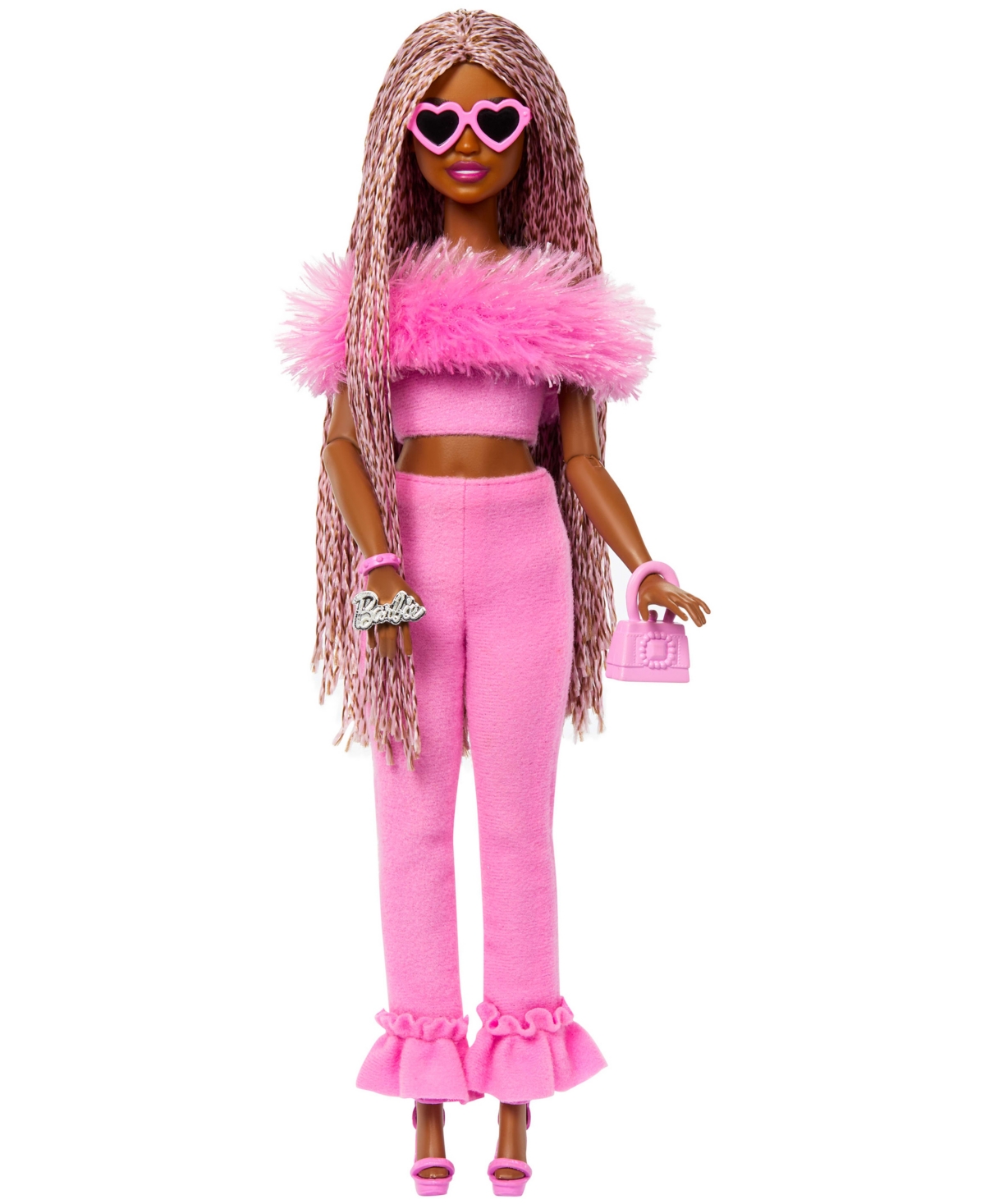Barbie Deluxe Style Doll 4 In Soft Pink Jumpsuit, Pink And Brown Braided Hair In Multi-color