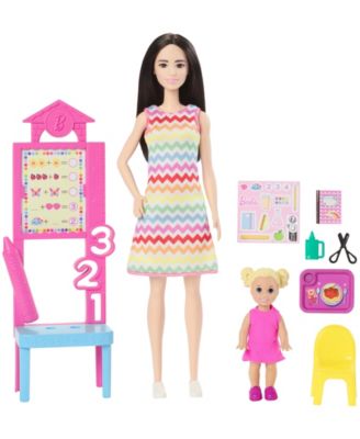 Teacher Doll with Blonde Fashion Doll, 1 Toddler Doll, & Teaching Accessories