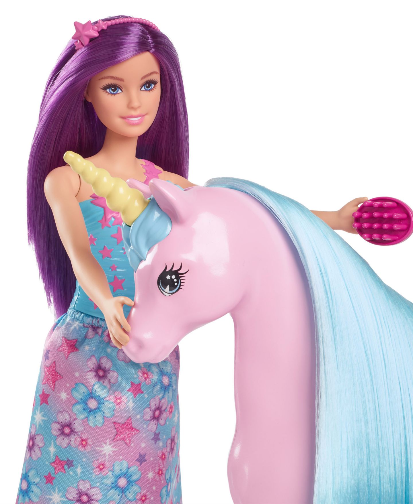 Игровой набор Barbie: фэнтези-кукла и единорог с седлом, щёткой и аксессуарами — фото 5