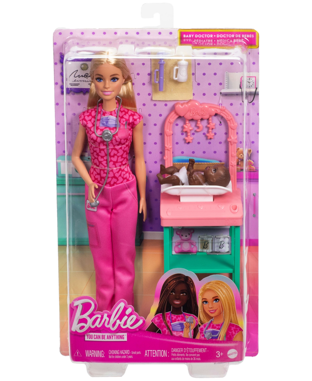Shop Barbie Baby Doctor Doll With Blonde Fashion Doll, 1 Baby Doll, Furniture & Accessories In Multi-color