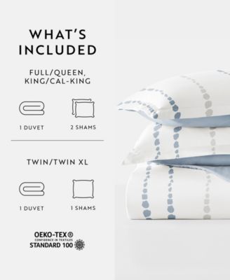 Reversible Floral & Geometric Pattern 3 piece Duvet Cover Set, Full/Queen