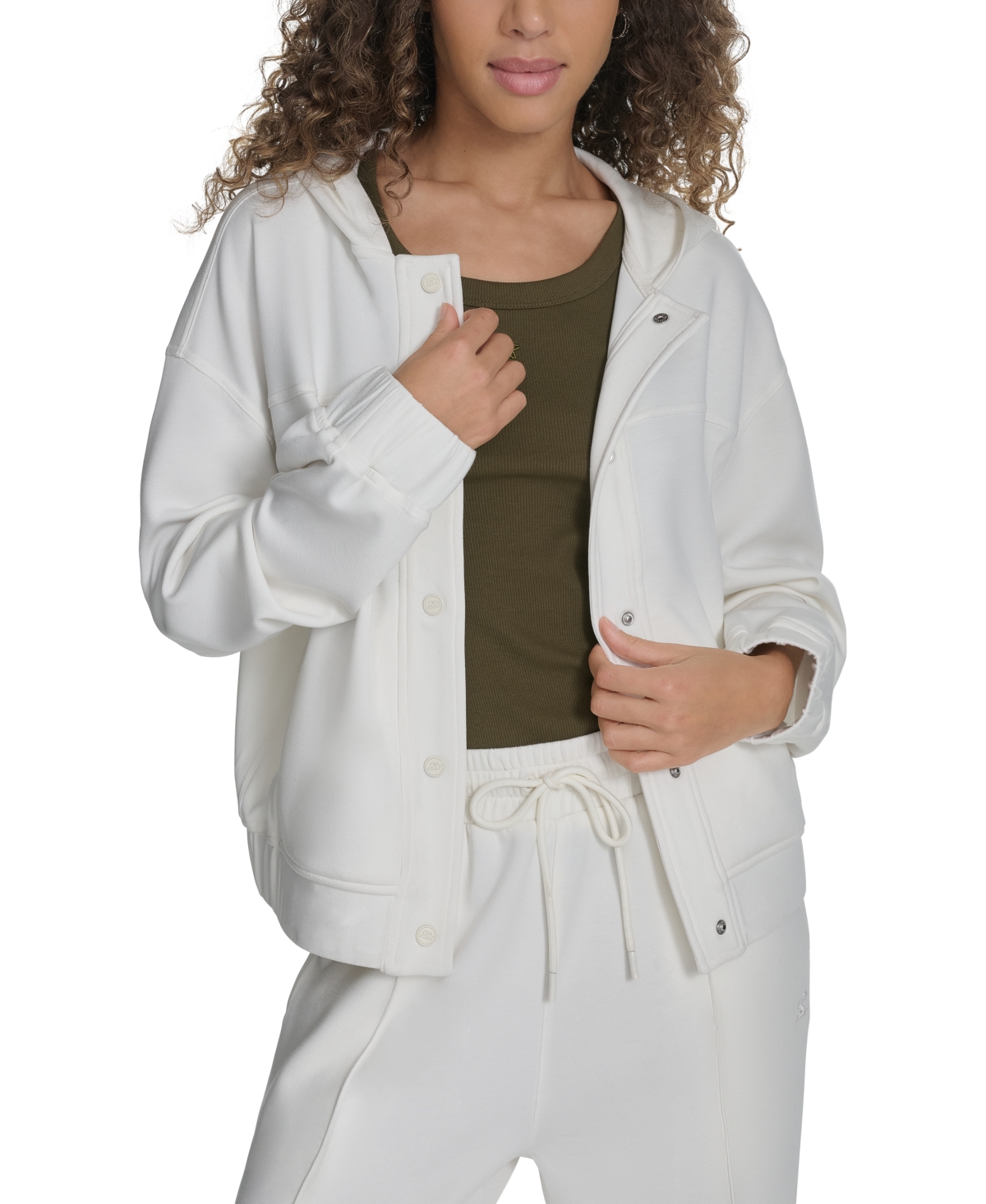Starter Women's Scuba Solid-color Snap Shacket In Egret