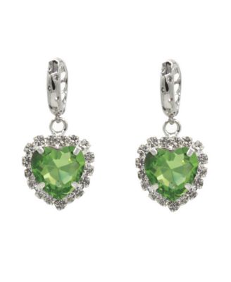 Earrings With Red Heart Pendant 1.5″ - Green