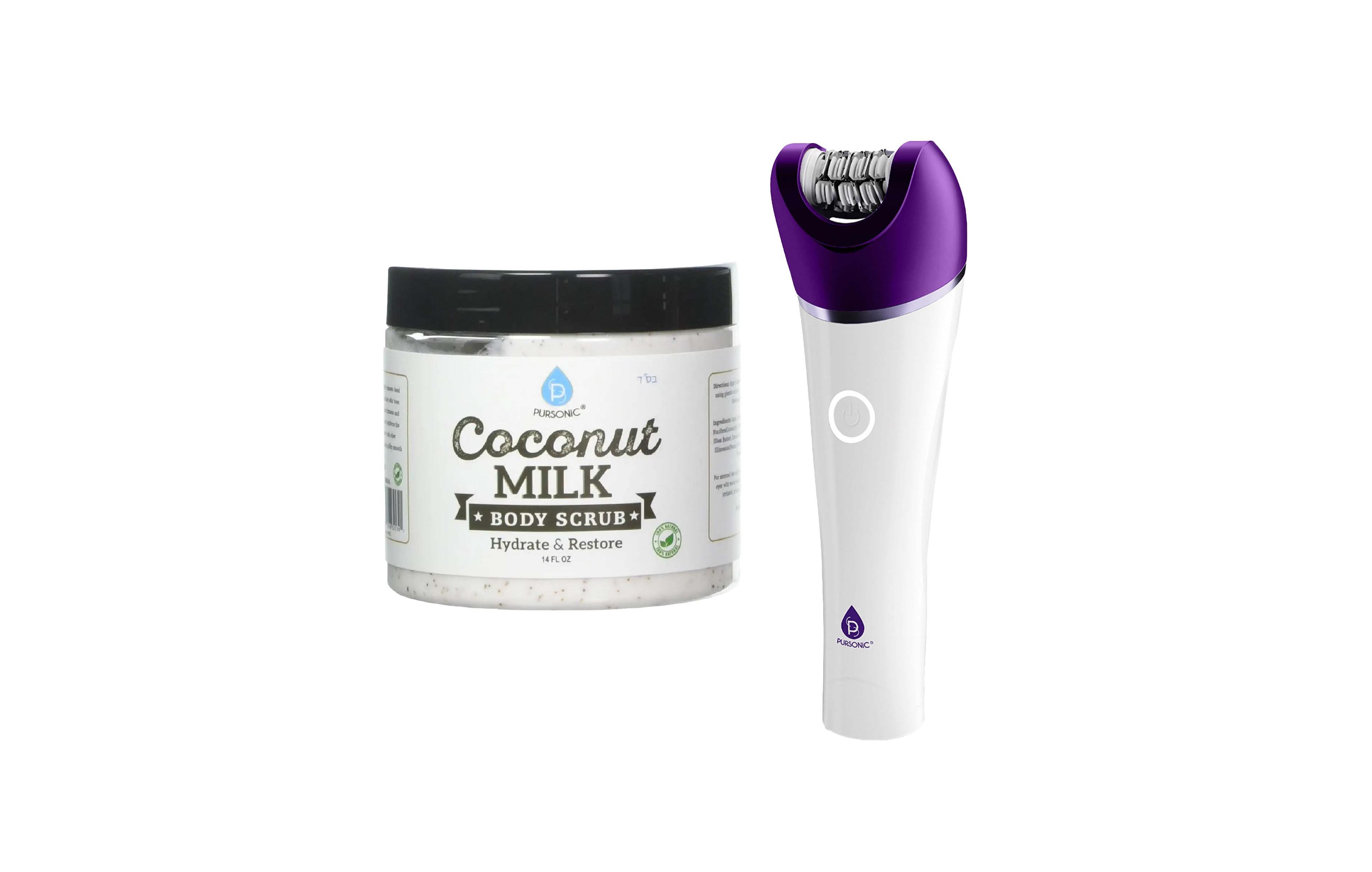 Pursonic Smooth & Radiant Skincare Bundle: 6-in-1 Smooth Glide Epilator + Coconut Milk Body Scrub