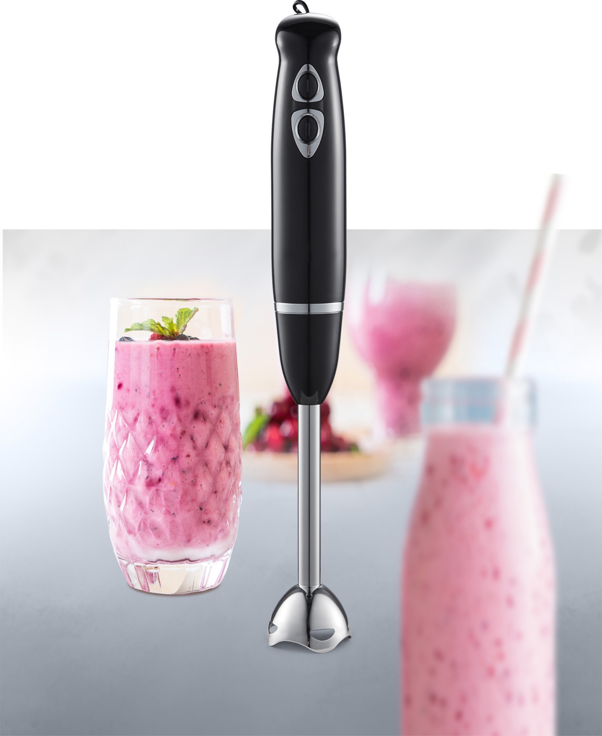 Elite Cuisine 2-speed 500 Watts Hand Blender Ehb1515 In Black,stainless Steel