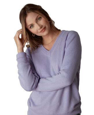 Women's Itch-Free Cashmere V-Neck Sweater with Soft Liner
