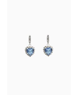 Earrings With Red Heart Pendant 1.5″ - Blue