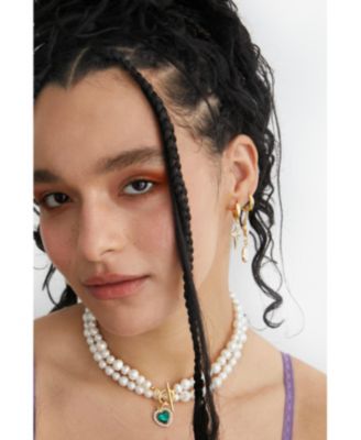 Huggie Earrings With Gold Sparkle Charm 1.3"