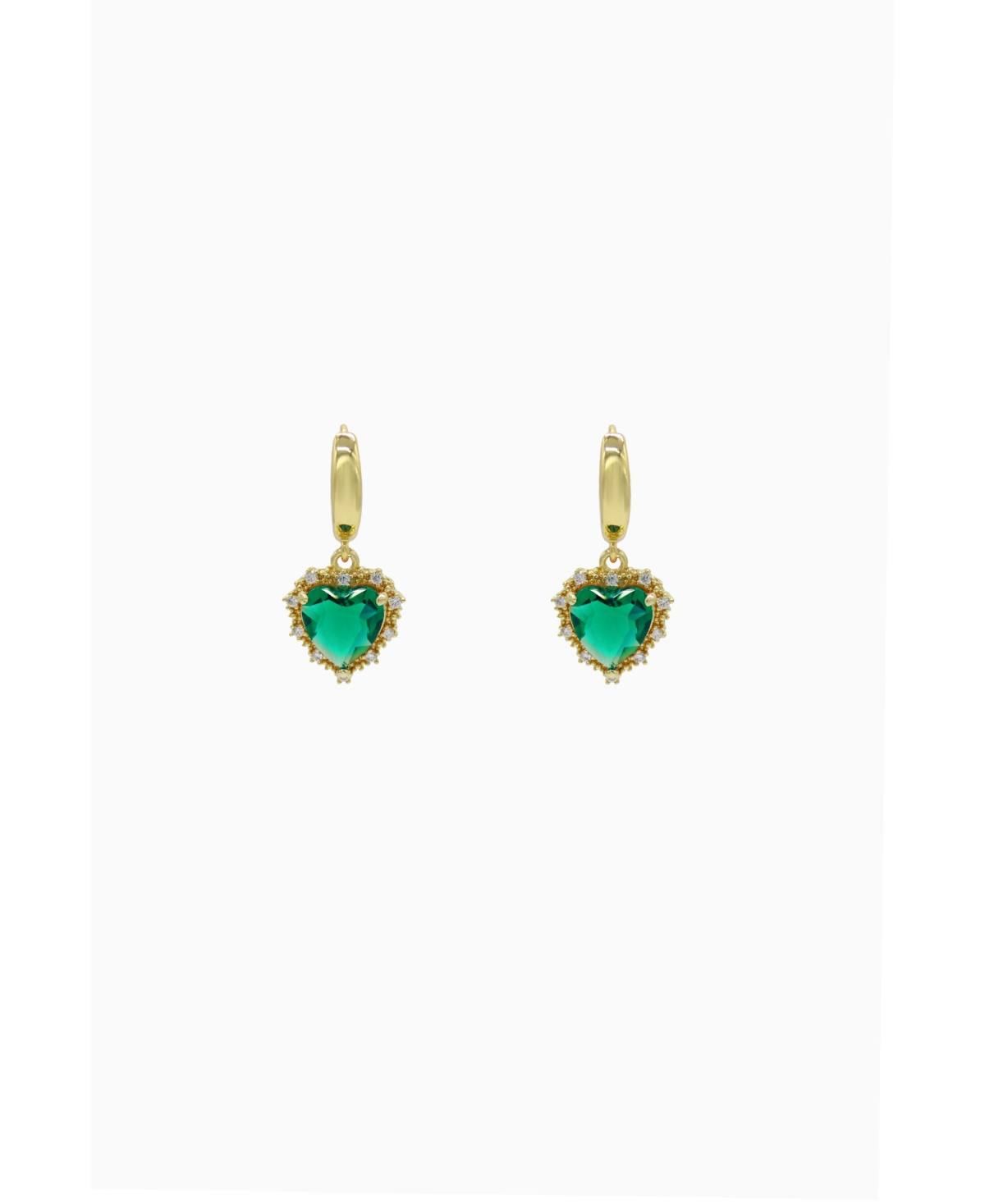 Earrings With Red Heart Pendant 1.5″ - Gold