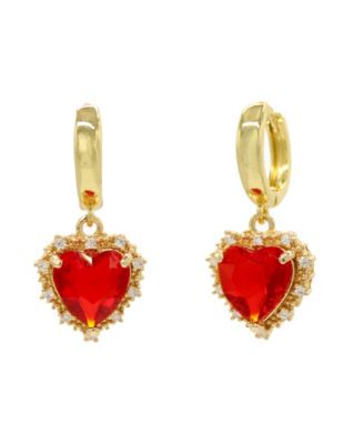 Earrings With Red Heart Pendant 1.5″ - Red