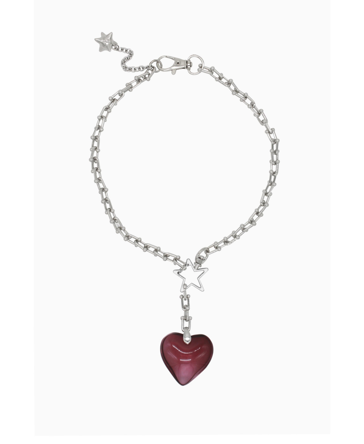 Blaze Heart Chain Necklace - Red