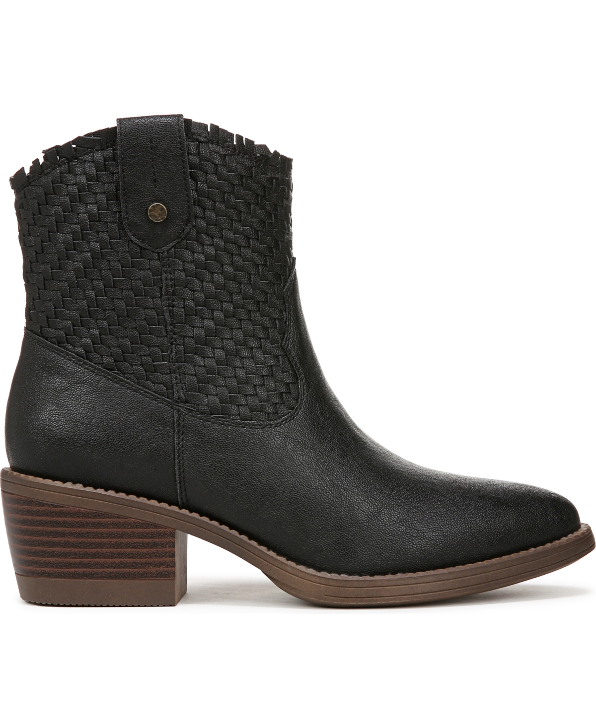 Blowfish Malibu Women's Ricky Block Heel Western Short Boots In Black Woven Faux Leather