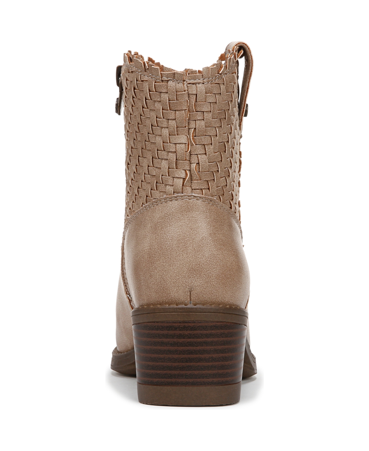 Blowfish Malibu Women's Ricky Block Heel Western Short Boots In Taupe Woven Faux Leather