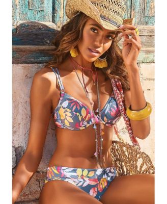 Women's Tropical Print Underwire Bikini Swimsuit Top Bra Sizing