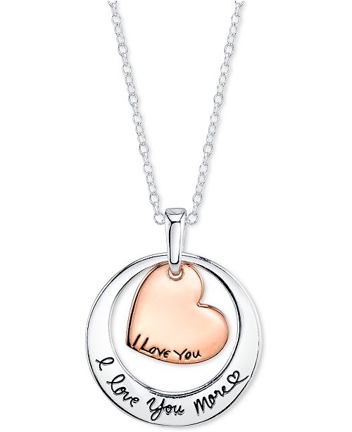 Macy S I Love You More Two Tone Pendant Necklace In Sterling Silver Reviews Necklaces Jewelry Watches Macy S