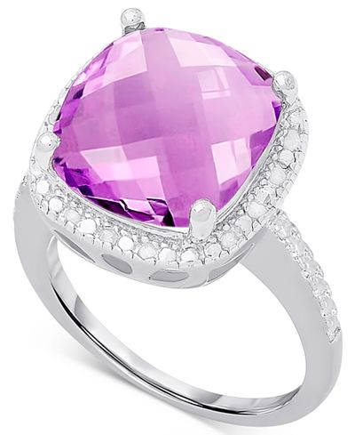 Victoria Townsend Amethyst (6 ct. t.w.) and Diamond (1/10 ct. t.w.) Ring in Sterling Silver or 18k Rose Gold over Sterling Silver