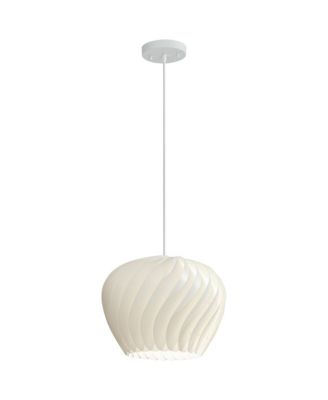 Cavelli 15" Mid Century Modern Pendant Ceiling Light Fixture Dining Room Over Table Kitchen Island Swirl White