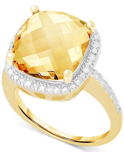 Victoria Townsend Citrine (6 ct. t.w.) and White Diamond (1/10 ct. t.w.) Ring in 18k Gold over Sterling Silver or Sterling Silver