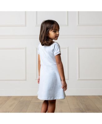 Big Girls Short Sleeve French Terry Contrast Trim Dress