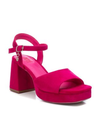 Women's Heeled Suede Sandals With Platform By  Pink