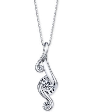 image of Proud Mom Diamond 3-Stone Pendant Necklace (1/3 ct. t.w.) in 14k White Gold