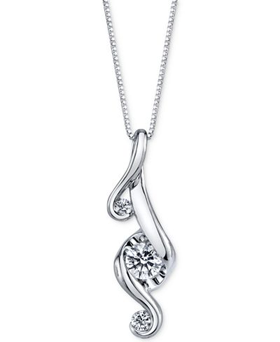 Proud Mom Diamond 3-Stone Pendant Necklace (1/3 ct. t.w.) in 14k White Gold