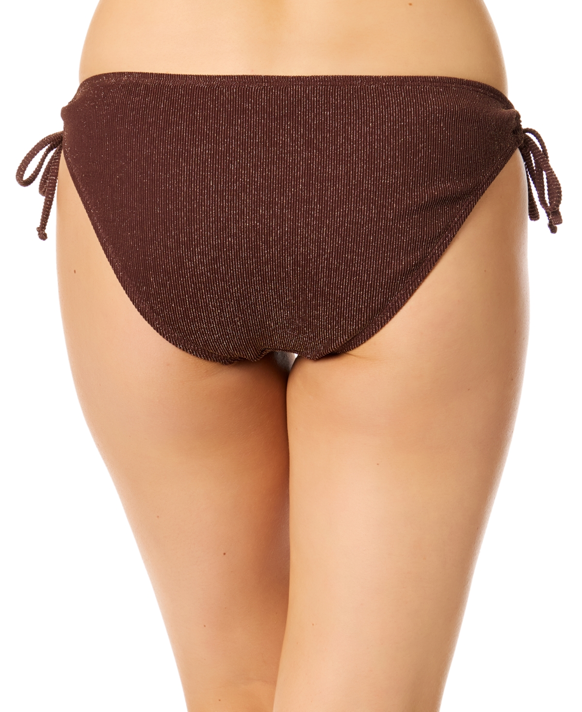 Salt + Cove Juniors' Metallic Side-tie Bikini Bottoms, Exclusively At Macy's In Chocolate Chip