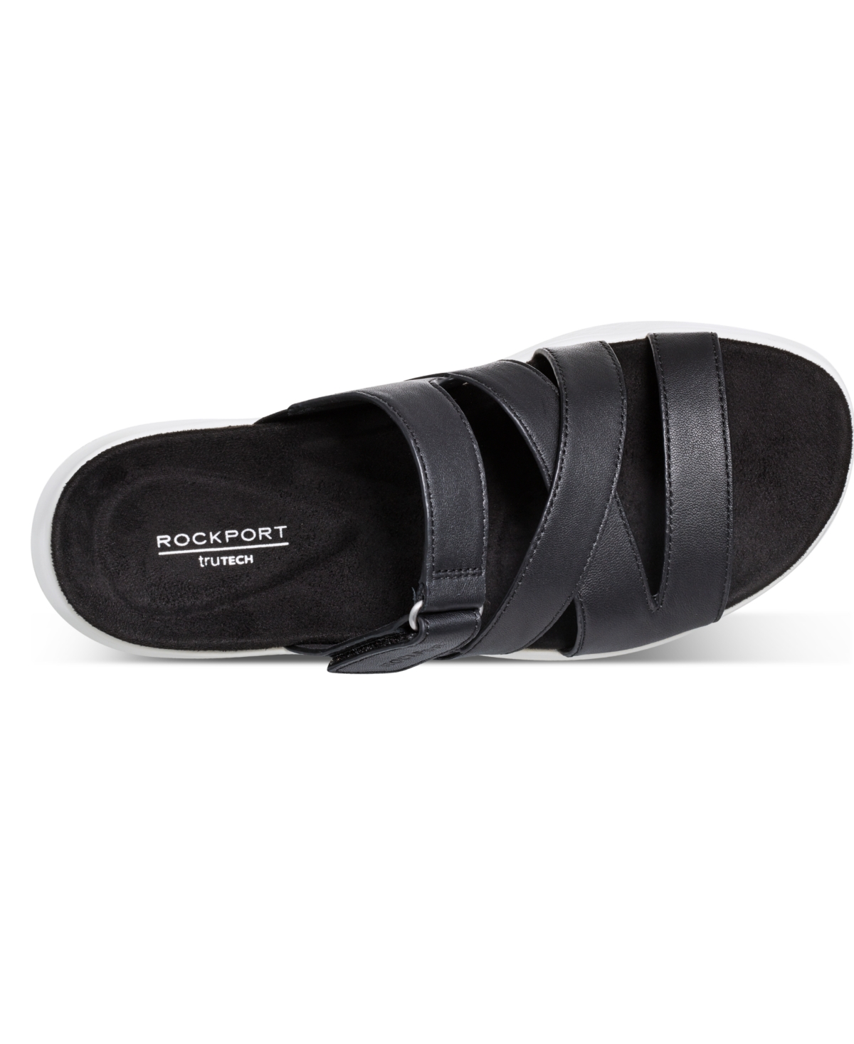 Shop Rockport Women's Qwyn Slip-on Strappy Casual Wedge Sandals In Black Leather