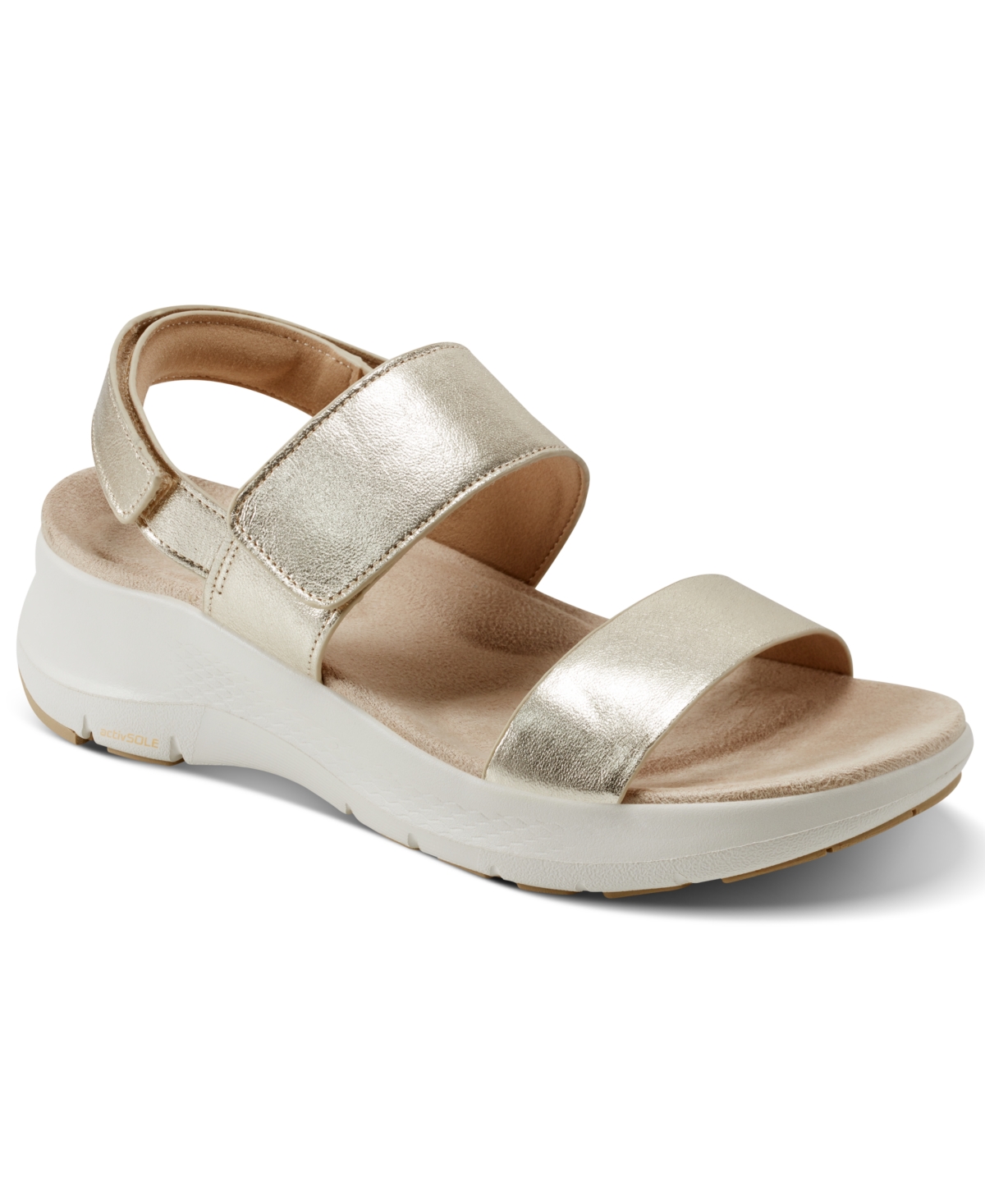Shop Rockport Women's Qwera Open Toe Strappy Casual Wedge Sandals In Gold Leather