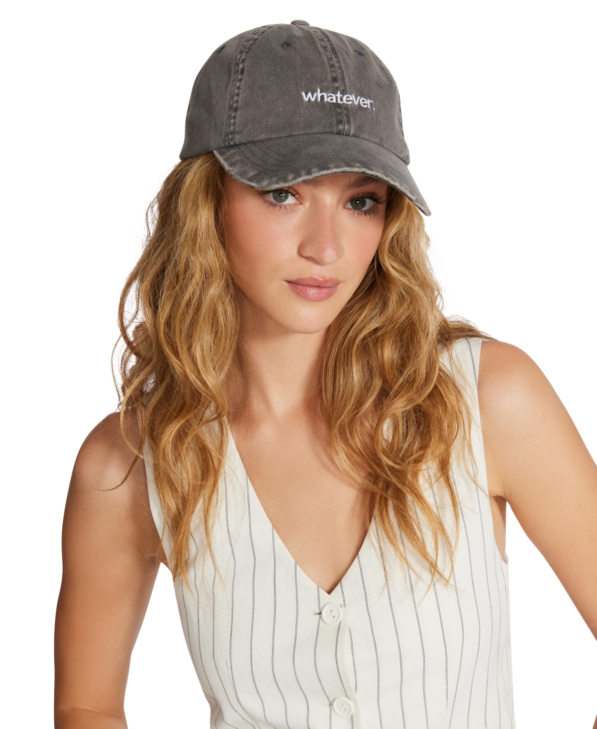 STEVE MADDEN NOTHINGS OVER WORN DENIM BASEBALL CAP 