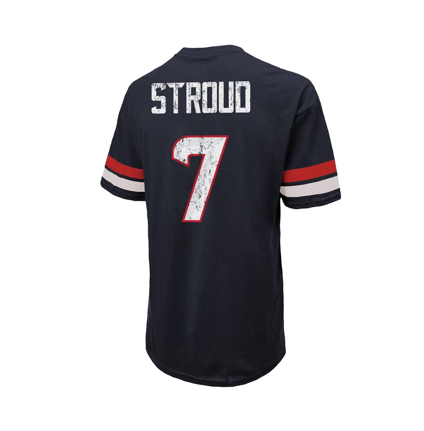 Мужская футболка Majestic Threads C.J. Stroud Navy Houston Texans Oversized Name & Number — фото 2