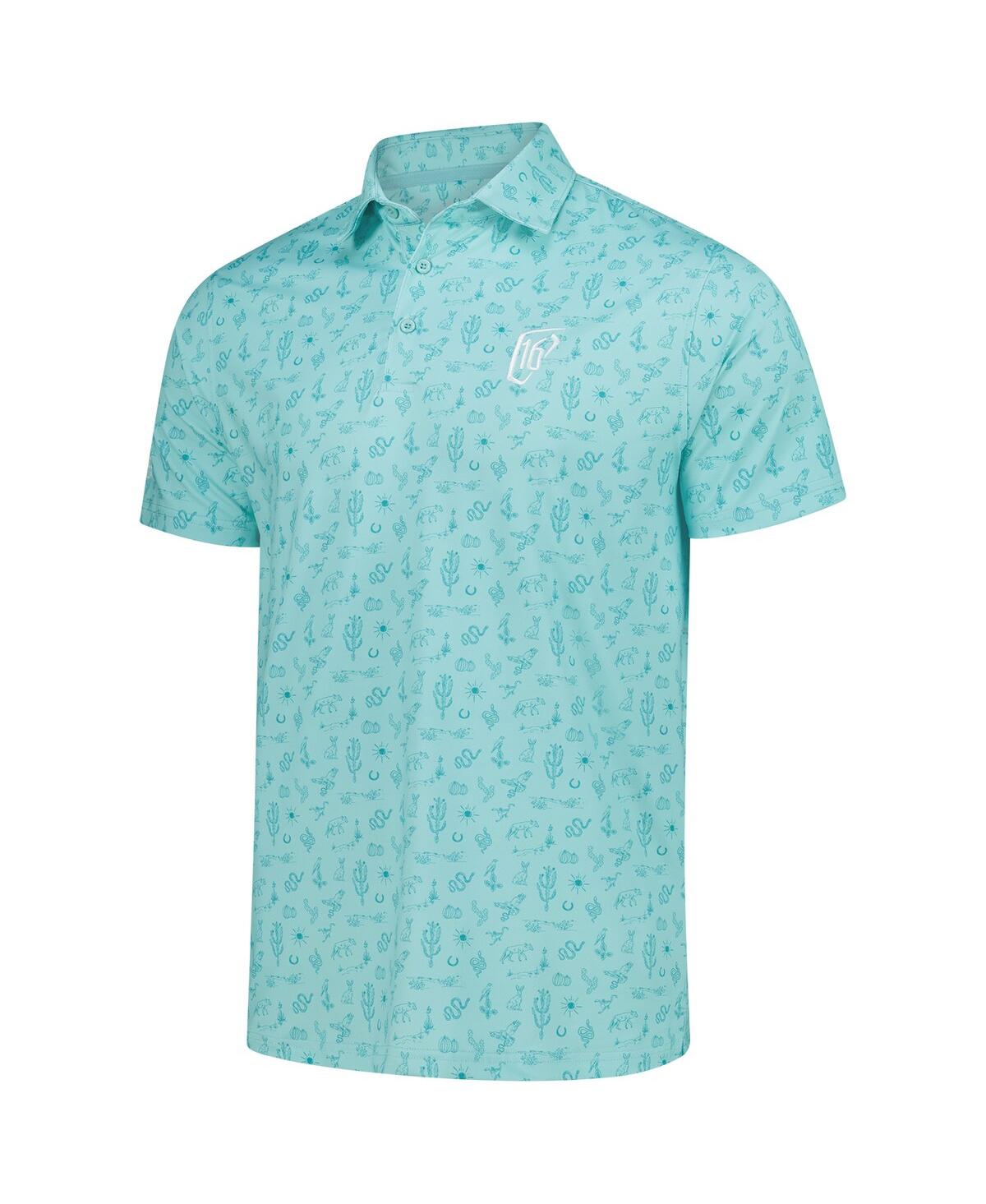 Shop Barstool Golf Men's Aqua Wm Phoenix Open 16 Custom Printed Polo