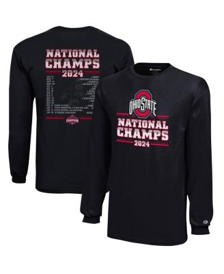 Champion - Big Boys and GIrls Black Ohio State Buckeyes College Football Playoff 2024 National s Schedule Long SleeveT-shirt