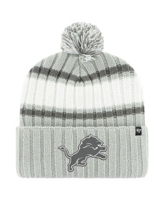 '47 Brand - Men's Gray Detroit Lions Plateau Cuffed Knit Hat with Pom