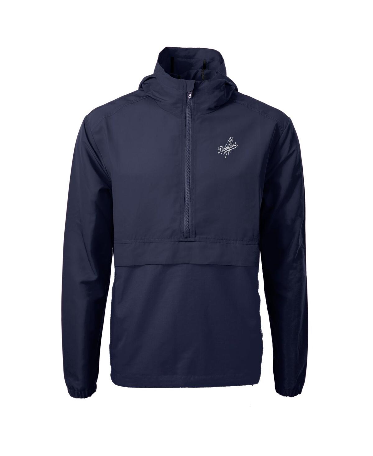 Cutter & Buck Men's Navy Los Angeles Dodgers Charter Anorak Half-zip Hoodie Jacket In Navy