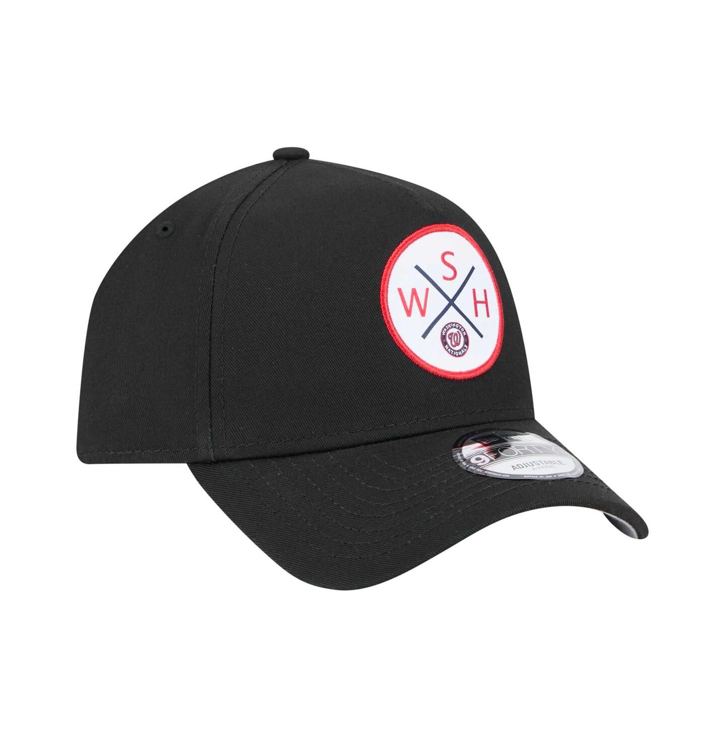 Мужская кепка New Era Black Washington Nationals 9FORTY A-Frame Adjustable Hat — фото 4