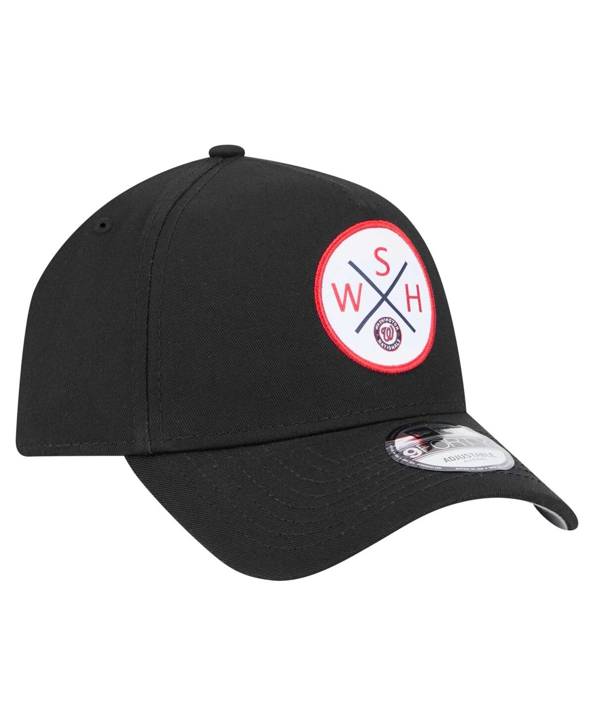 New Era Men's Black Washington Nationals 9forty A-frame Adjustable Hat In Black