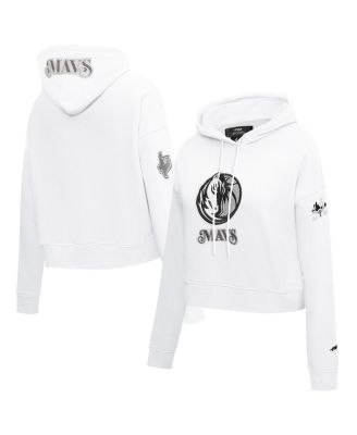 Pro Standard - Women's White Dallas Mavericks 2024/25 City Edition Chenille Applique Cropped Pullover Hoodie