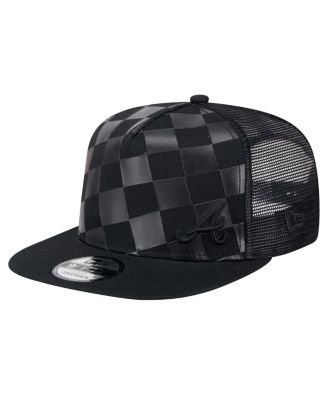 New Era - Men's Black Atlanta Braves Score Check A-Frame Trucker 9FIFTY Snapback Hat
