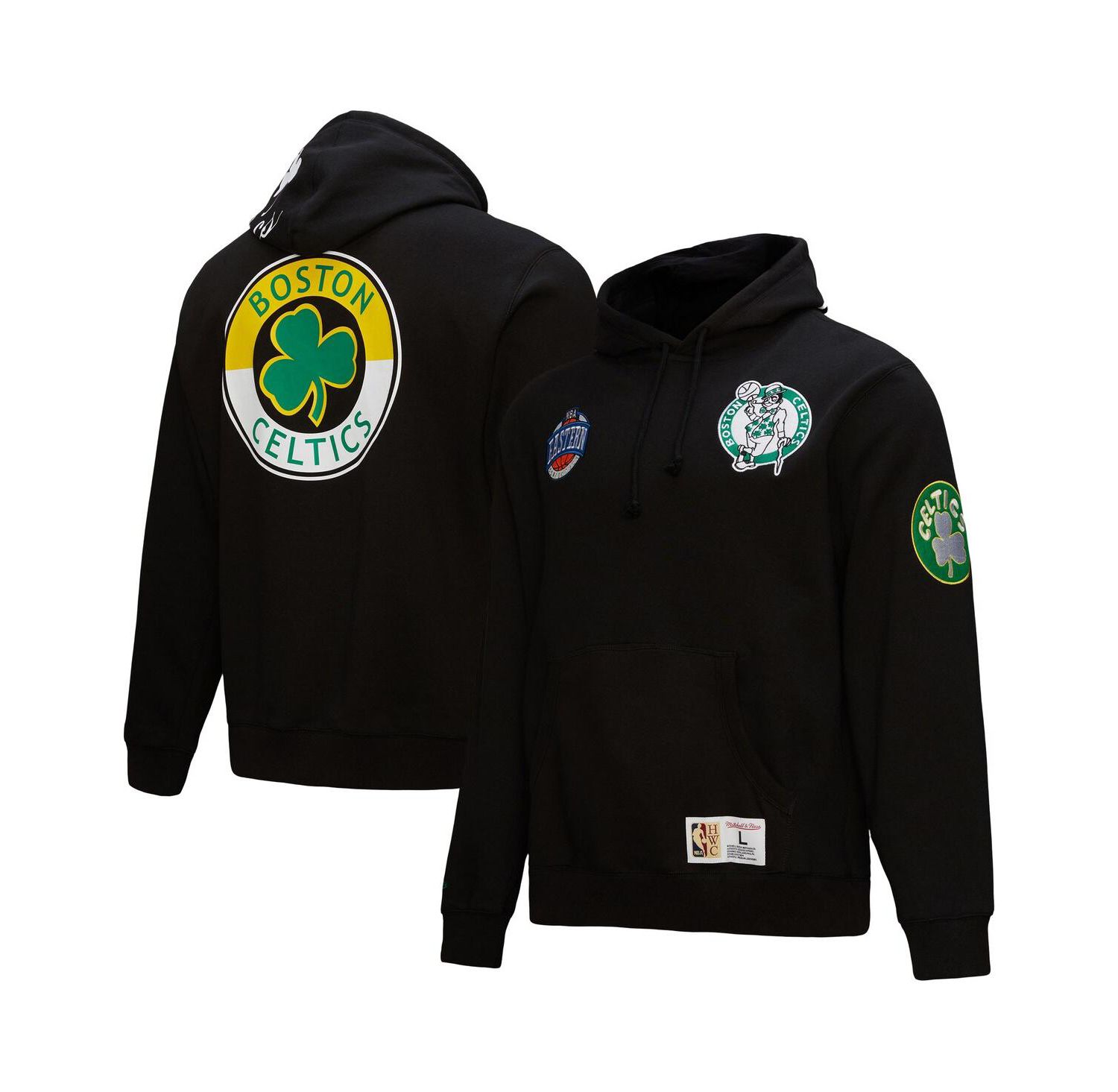 Men's Black Boston Celtics Hardwood Classics Blackout Collection Pullover Hoodie