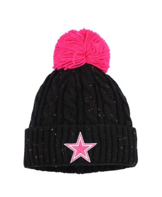 Outerstuff - Big Girls Black Nep Yarn Cuffed Knit Hat with Pom