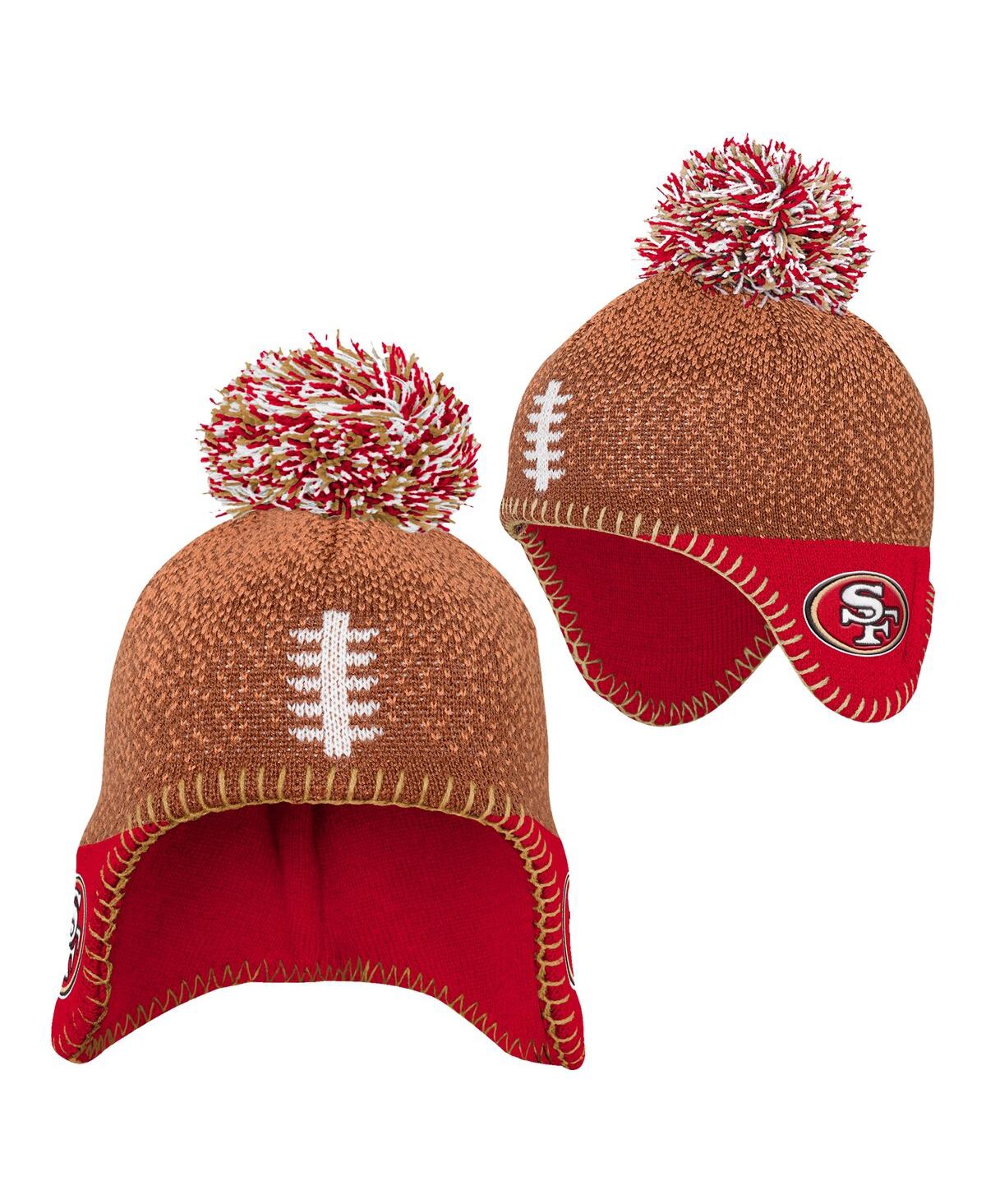 Outerstuff Preschool Brown San Francisco 49ers Football Head Knit Hat With Pom In Brown