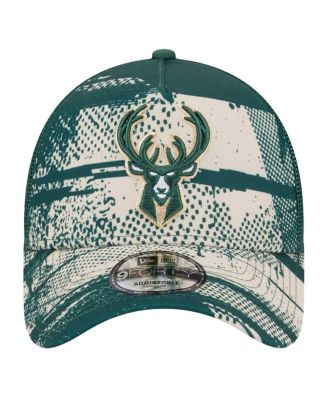 Men's Hunter Green/Cream Milwaukee Bucks Tip Off A-Frame Trucker 9FORTY Adjustable Hat