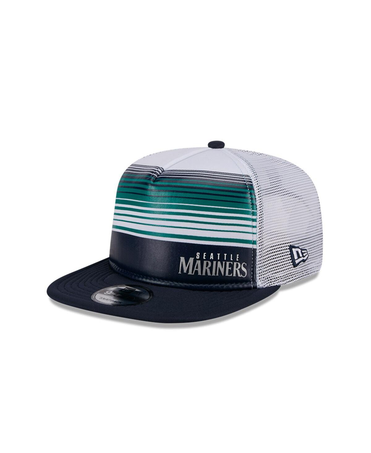 New Era Men's White Seattle Mariners Team Horizon 9fifty A-frame Trucker Snapback Hat In White